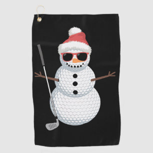 Santa Snowman Golf Ball Christmas Golfer Gift Towel