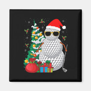 Santa Snowman Golf Ball Christmas Golfer  Magnet