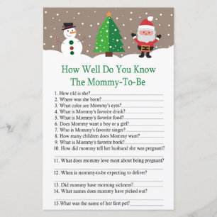 Santa,snowman how well do you know baby shower