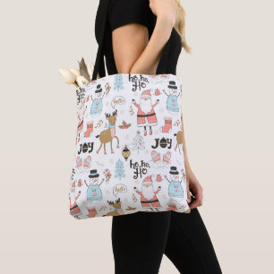 Santa, Snowman, Reindeer Pattern ID559 Tote Bag