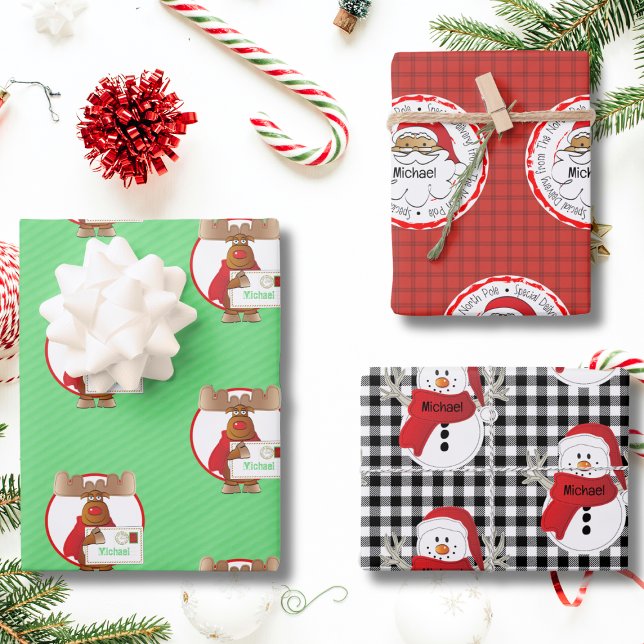 Santa Snowman Reindeer Special Delivery Assorted  Wrapping Paper Sheet (Creator Uploaded)