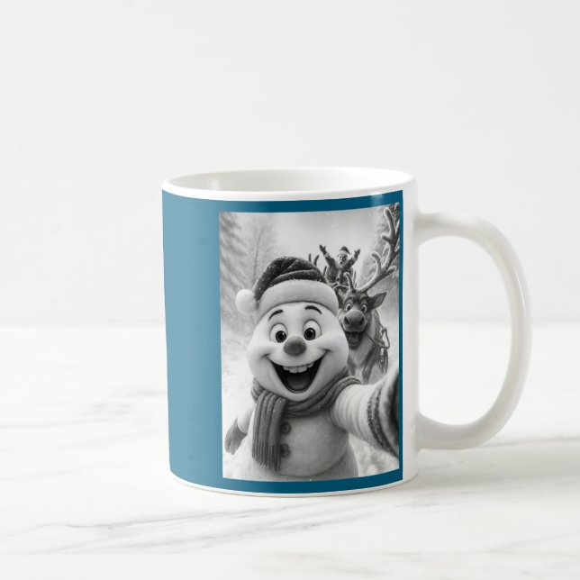 Santa Snowman Reindeer Taking A Selfie Photo Chris Coffee Mug (Right)