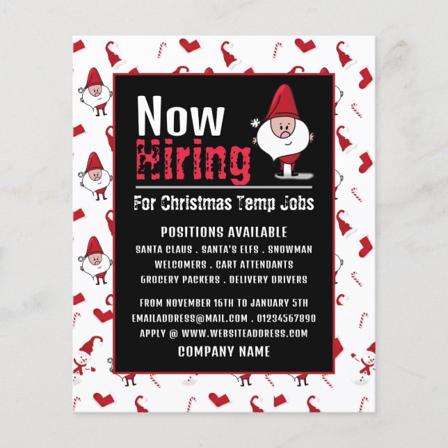 Santa & Snowman, Seasonal Recruitment Advertising Flyer (Front)