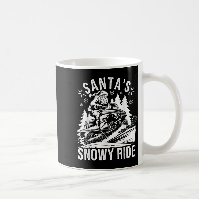 Santa Snowmobile Riding Snowmobiling Christmas  Coffee Mug (Right)