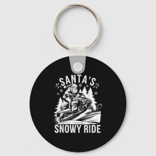 Santa Snowmobile Riding Snowmobiling Christmas  Keychain
