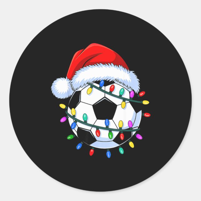Santa Soccer Ball Christmas Soccer  Classic Round Sticker (Front)