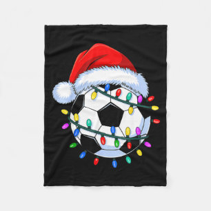 Santa Soccer Ball Christmas Soccer  Fleece Blanket