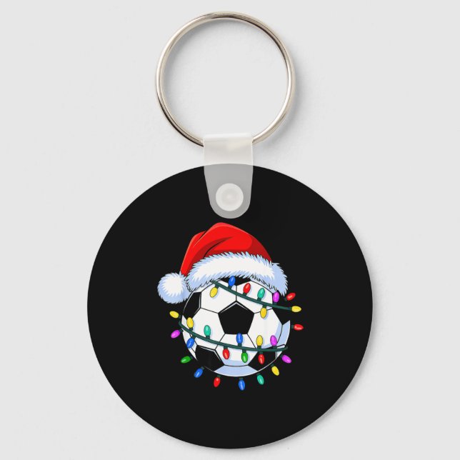 Santa Soccer Ball Christmas Soccer  Keychain (Front)