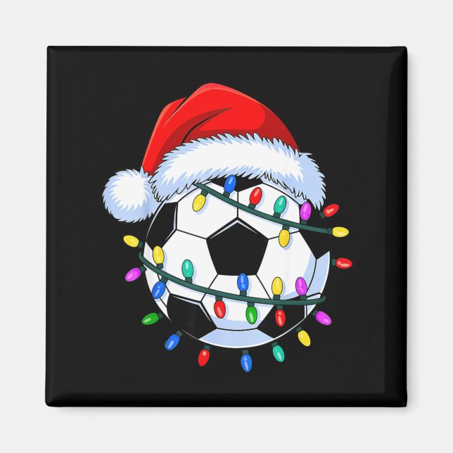 Santa Soccer Ball Christmas Soccer  Magnet (Front)