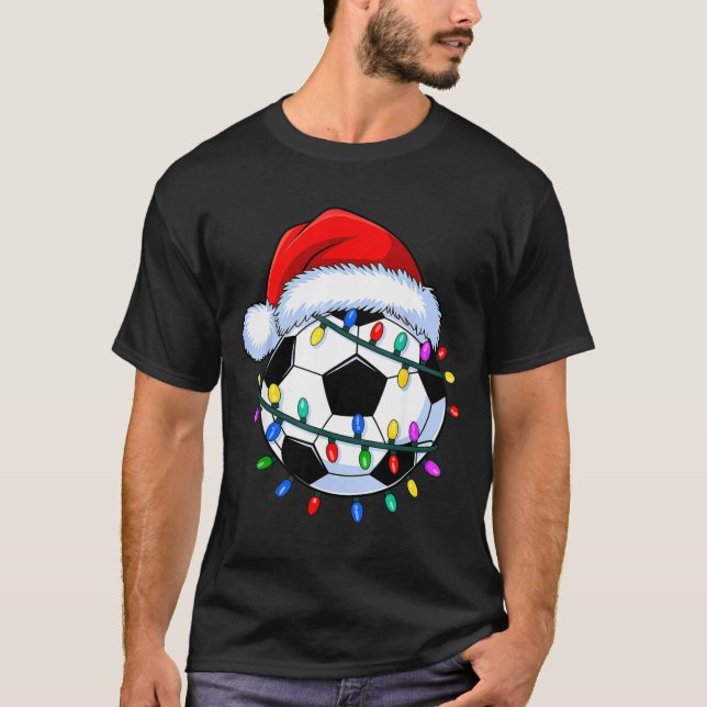 Santa Soccer Ball Christmas Soccer  T-Shirt (Front)