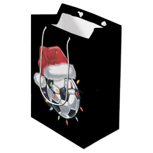Santa Soccer Ball Sports Christmas Soccer Player  Medium Gift Bag