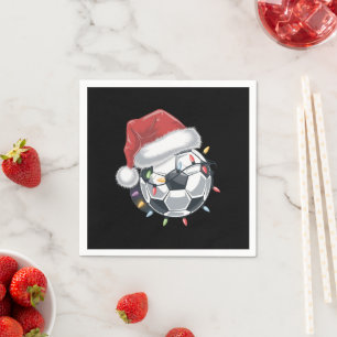 Santa Soccer Ball Sports Christmas Soccer Player  Napkin