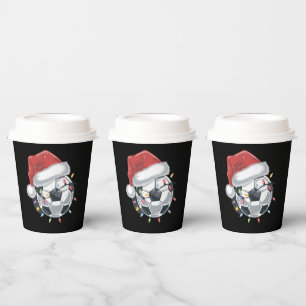 Santa Soccer Ball Sports Christmas Soccer Player  Paper Cups