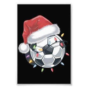 Santa Soccer Ball Sports Christmas Soccer Player  Photo Print