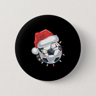 Santa Soccer Ball Sports Christmas Soccer Player T 2 Inch Round Button