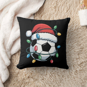 Santa Soccer Ball Sports Christmas Soccer Player Throw Pillow