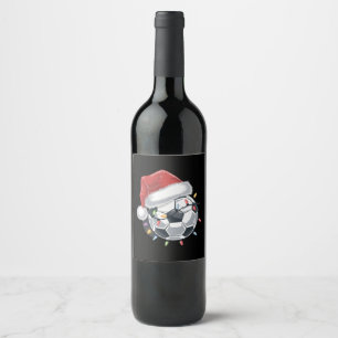 Santa Soccer Ball Sports Christmas Soccer Player  Wine Label