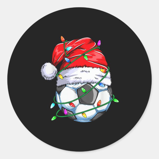 Santa Soccer Ball Srts Design- Christmas Soccer Pl Classic Round Sticker (Front)
