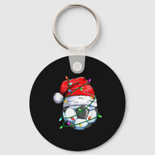 Santa Soccer Ball Srts Design- Christmas Soccer Pl Keychain