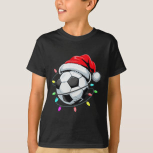 Santa Soccer Ll Christmas Lights Kids Boys Women M T-Shirt