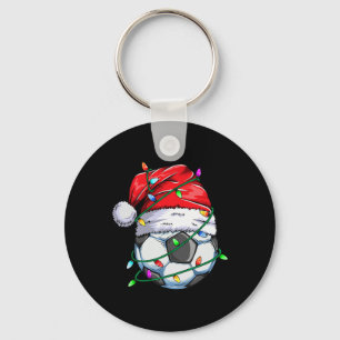 Santa Soccer Ll Sports Design- Christmas Soccer Pl Keychain