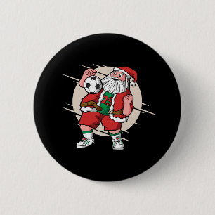 Santa Soccer Player Christmas Design 2 Inch Round Button
