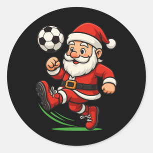 Santa Soccer Player Christmas Xmas Boys Men Kids T Classic Round Sticker