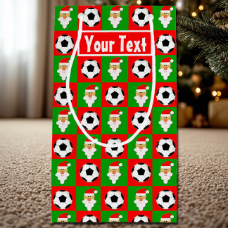 Santa Soccer Player Custom Name / Text Christmas Small Gift Bag