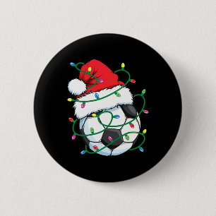 Santa Soccer Sports Ball Men Boys Christmas Xmas L 2 Inch Round Button