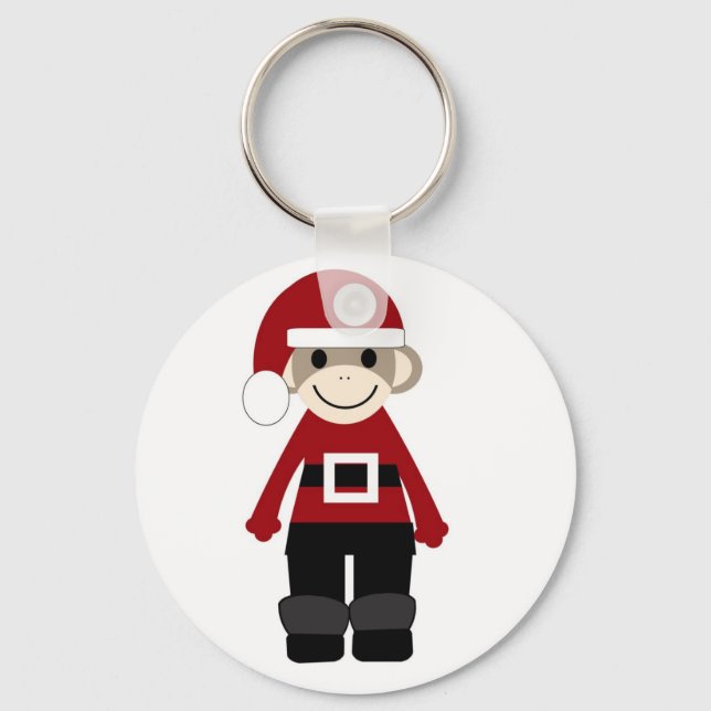 Santa Sock Monkey Keychain (Front)