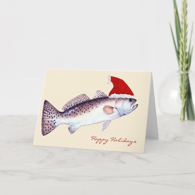 Santa Speckled Trout Christmas Holiday Card (Front)