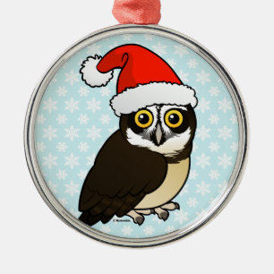 Santa Spectacled Owl Metal Ornament