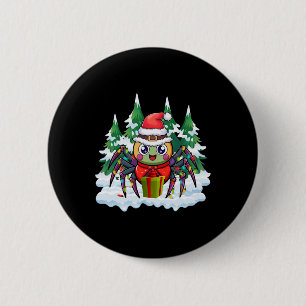 Santa Spider Holding A Present Box Funny Christmas 2 Inch Round Button