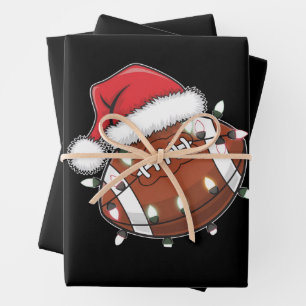 Santa Sports Christmas American Football Lover Wrapping Paper Sheet