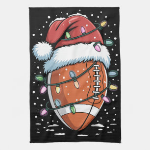 Santa Sports Christmas American Football Player Kitchen Towel