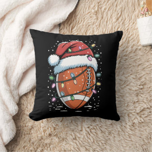 Santa Sports Christmas American Football Player  Throw Pillow