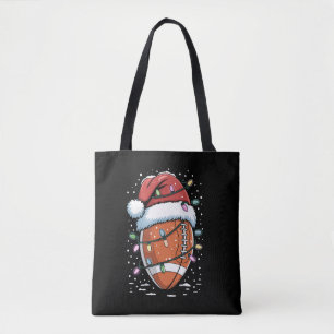 Santa Sports Christmas American Football Player Tote Bag