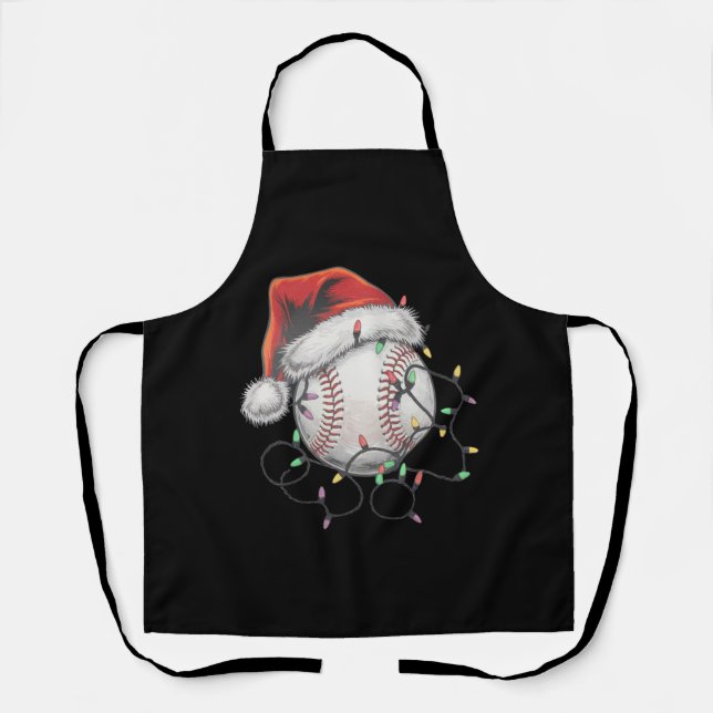 Santa Sports Christmas Baseball Player Apron (Front)