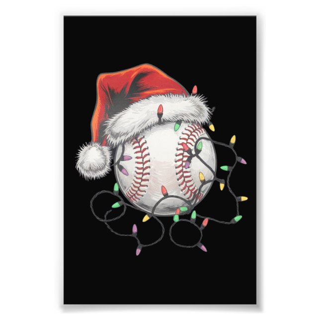 Santa Sports Christmas Baseball Player Photo Print (Front)
