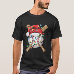 Santa Sports Christmas Baseball Player  T-Shirt