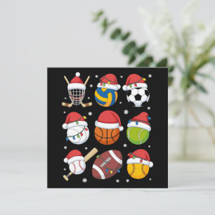 Santa Sports Christmas Sport Ball Player Lover Holiday Card