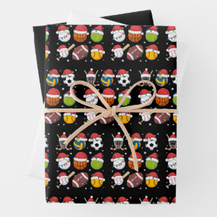 Santa Sports Christmas Sport Ball Player Lover Wrapping Paper Sheet