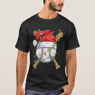 Santa Sports Design For Men Boys Christmas Basebal T-Shirt