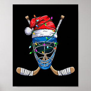Santa Sports Design For Men Boys Christmas Hockey Poster