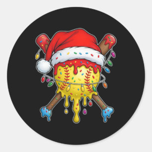 Santa Sports Design For Men Boys Christmas Softll Classic Round Sticker