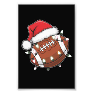 Santa Sports Men Boys Christmas Football Player Photo Print