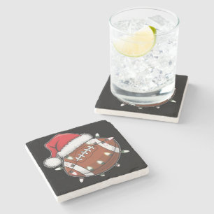 Santa Sports Men Boys Christmas Football Player Stone Coaster