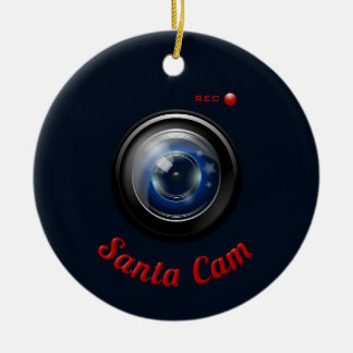 Santa Spy Camera Ceramic Ornament