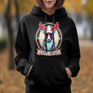 Santa Squad Cool Reindeer Glasses Festive Christma Hoodie