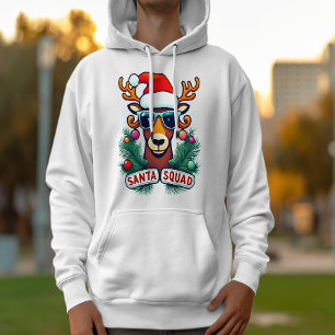 Santa Squad Cool Reindeer with Glasses Christmas  Hoodie